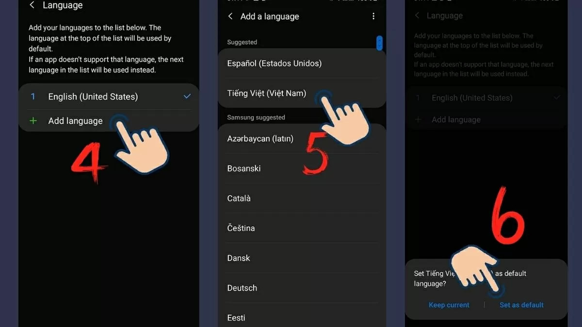  Chọn ngôn ngữ bạn muốn