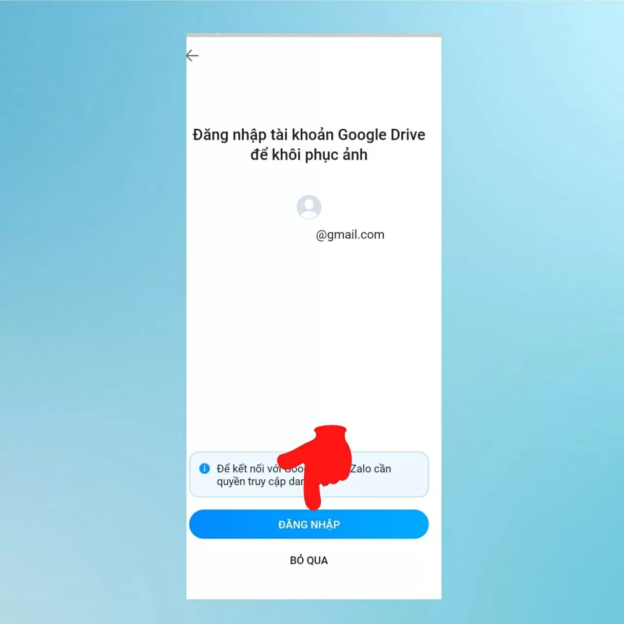 Tiếp tục nhấn “Đăng nhập” để liên kết với tài khoản email 