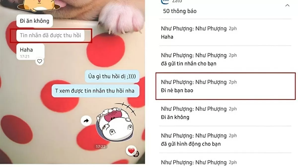 Sau khi hoàn tất, bạn sẽ dễ dàng xem lại những tin nhắn vừa bị xóa hoặc thu hồi trước đó