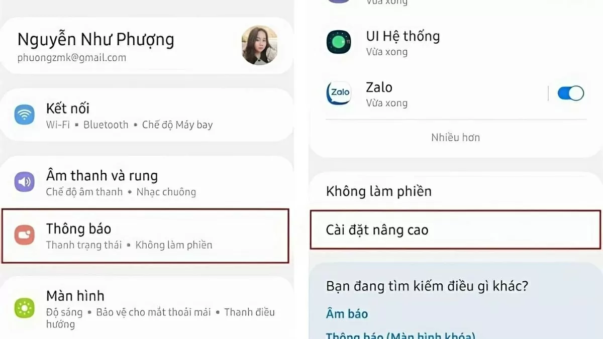 Truy cập vào ứng dụng Cài đặt