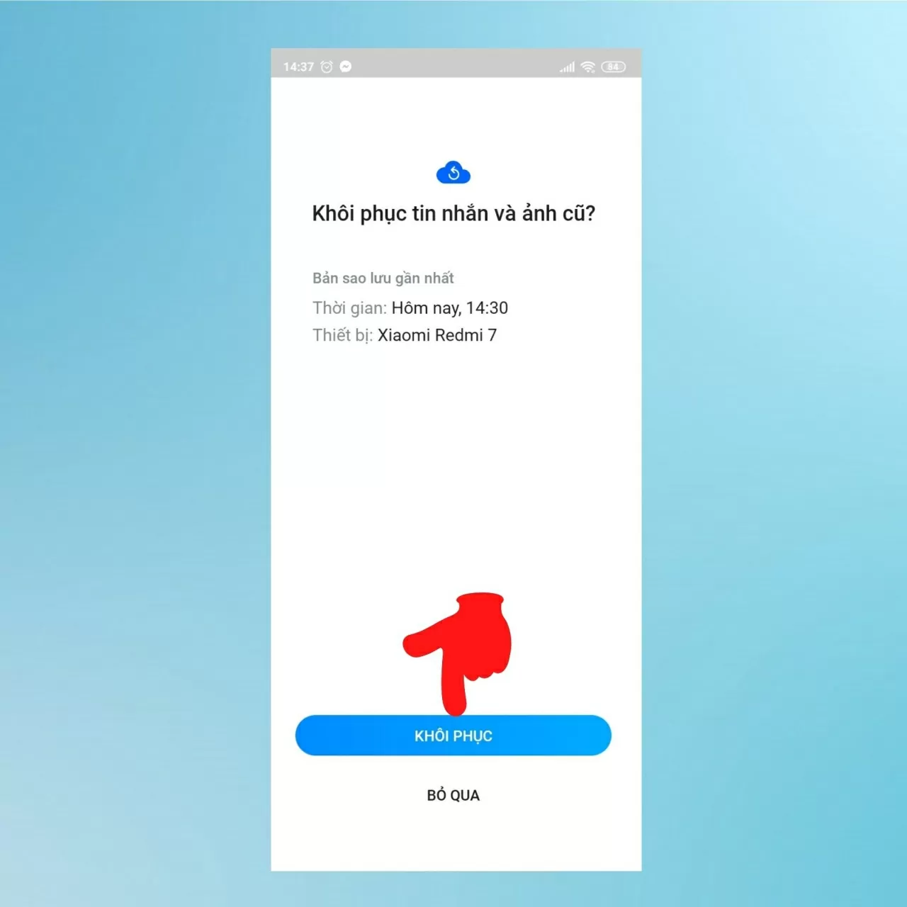 Zalo sẽ hiển thị thông báo