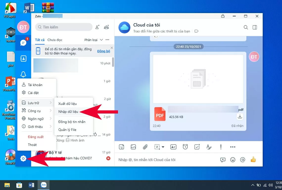 Mở Zalo trên máy tính (Zalo PC hoặc Zalo Web tại chat.zalo.me)