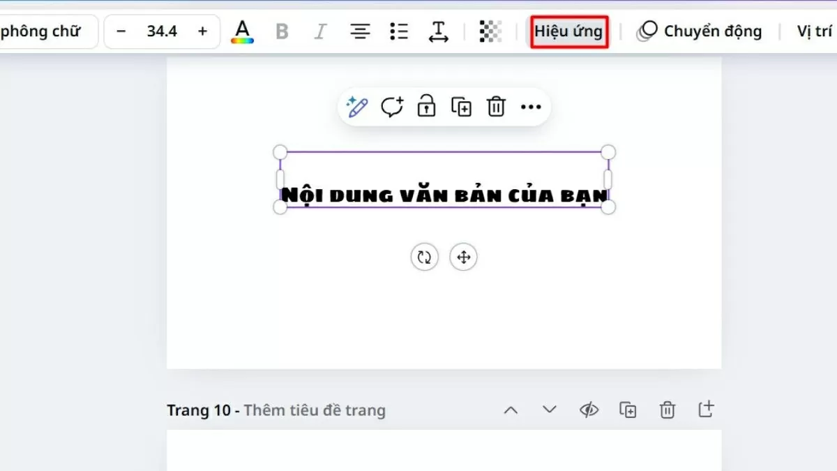 Nhấn vào mục Effects (Hiệu ứng) trên thanh công cụ phía trên