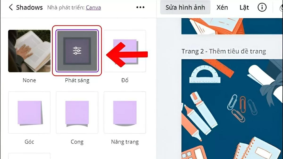 Chọn hiệu ứng Glow (Phát sáng)