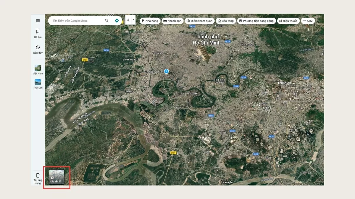 Nhấn vào biểu tượng “Lớp bản đồ” (Layers)