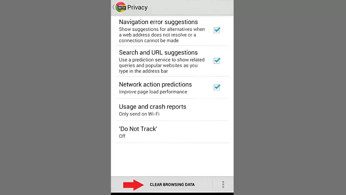 Nhấn vào Xóa dữ liệu duyệt web (Clear browsing data). Nhấn vào Xóa dữ liệu duyệt web (Clear browsing data).