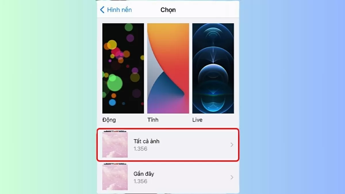 Chọn mục Tất cả ảnh rồi tìm đến bức ảnh mình yêu thích