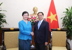Phó Thủ tướng, Bộ trưởng Ngoại giao Bùi Thanh Sơn tiếp Đại sứ Campuchia Chea Kimtha