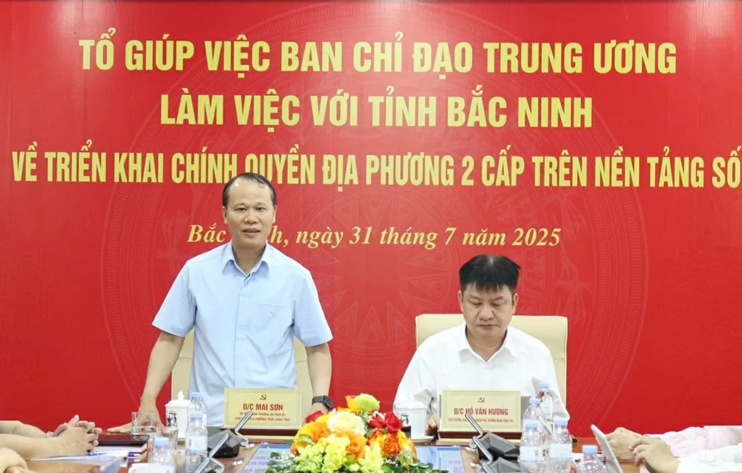 Đồng chí Mai Sơn, Phó Chủ tịch Thường trực UBND tỉnh phát biểu tại buổi làm việc. (Nguồn: Bacninh.gov)