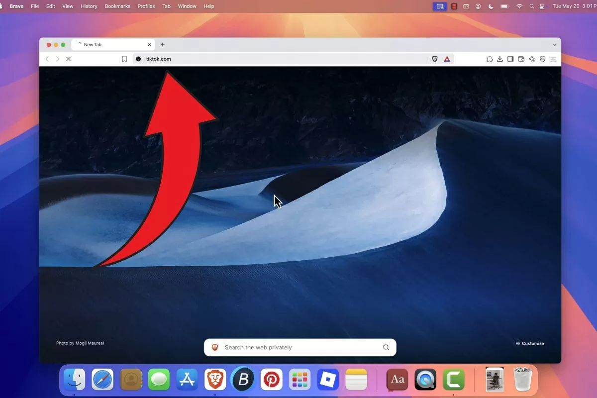 Mở trình duyệt bất kỳ như Safari, Chrome hoặc Brave. Mở trình duyệt bất kỳ như Safari, Chrome hoặc Brave.
