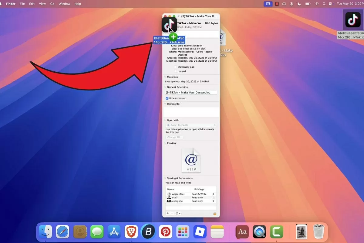 Kéo tệp biểu tượng .icns vào biểu tượng nhỏ Kéo tệp biểu tượng .icns vào biểu tượng nhỏ