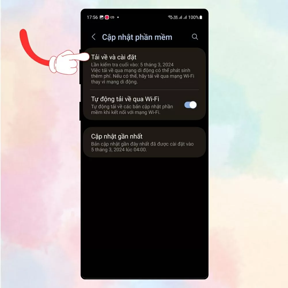 Nhấn vào Tải về và cài đặt để hệ thống kiểm tra phiên bản mới. Nhấn vào Tải về và cài đặt để hệ thống kiểm tra phiên bản mới.