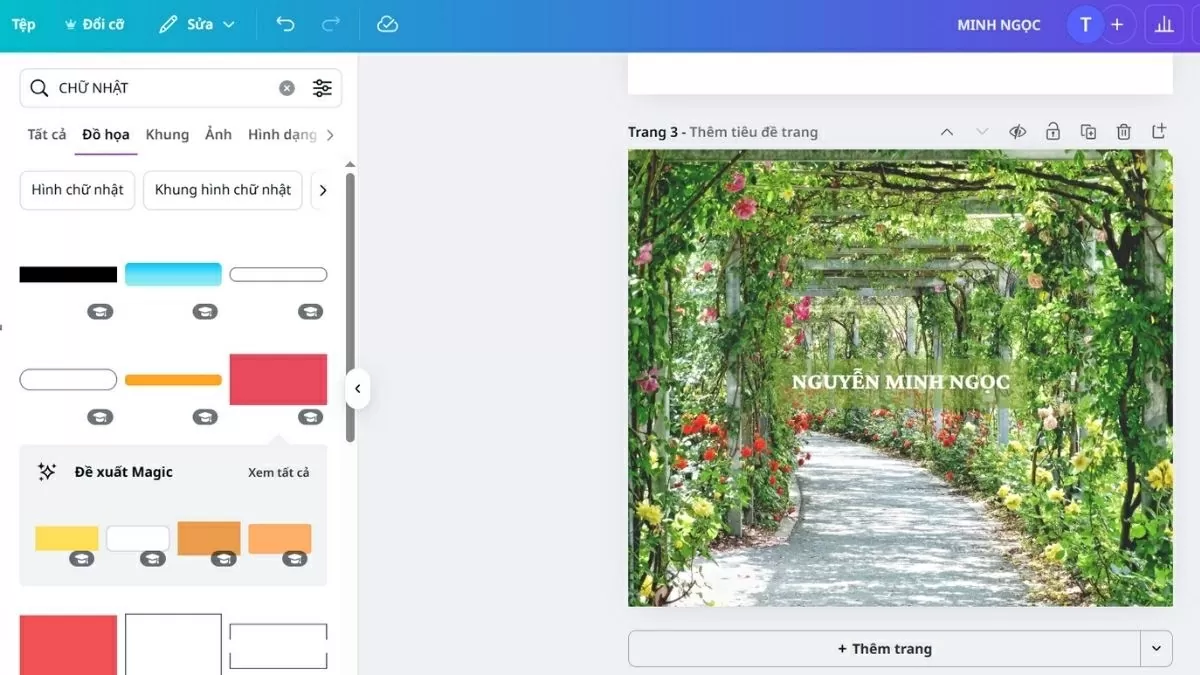 Thêm tên và chỉnh hiệu ứng bắt mắt Thêm tên và chỉnh hiệu ứng bắt mắt