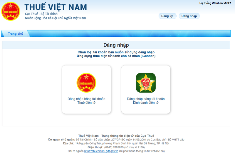 Đăng nhập bằng tài khoản thuế điện tử đã được cấp. Đăng nhập bằng tài khoản thuế điện tử đã được cấp.