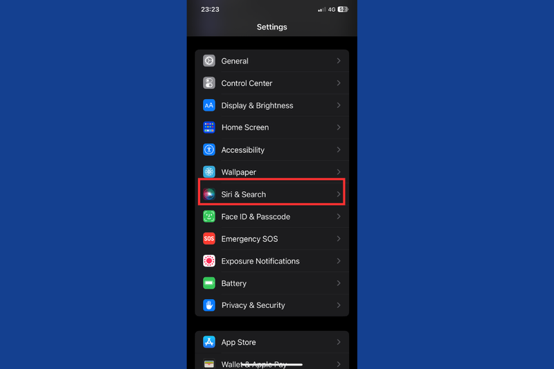Vào mục “Siri & Tìm kiếm” Vào mục “Siri & Tìm kiếm”