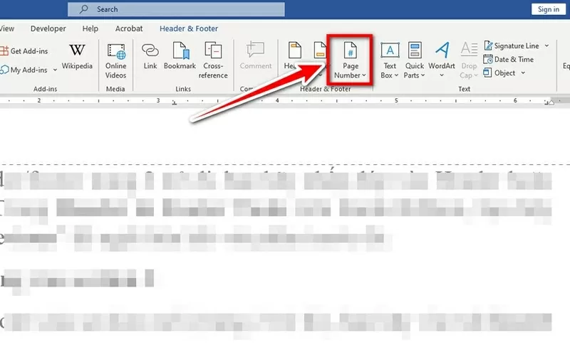 Thêm số trang vào phần từ trang 2 trở đi