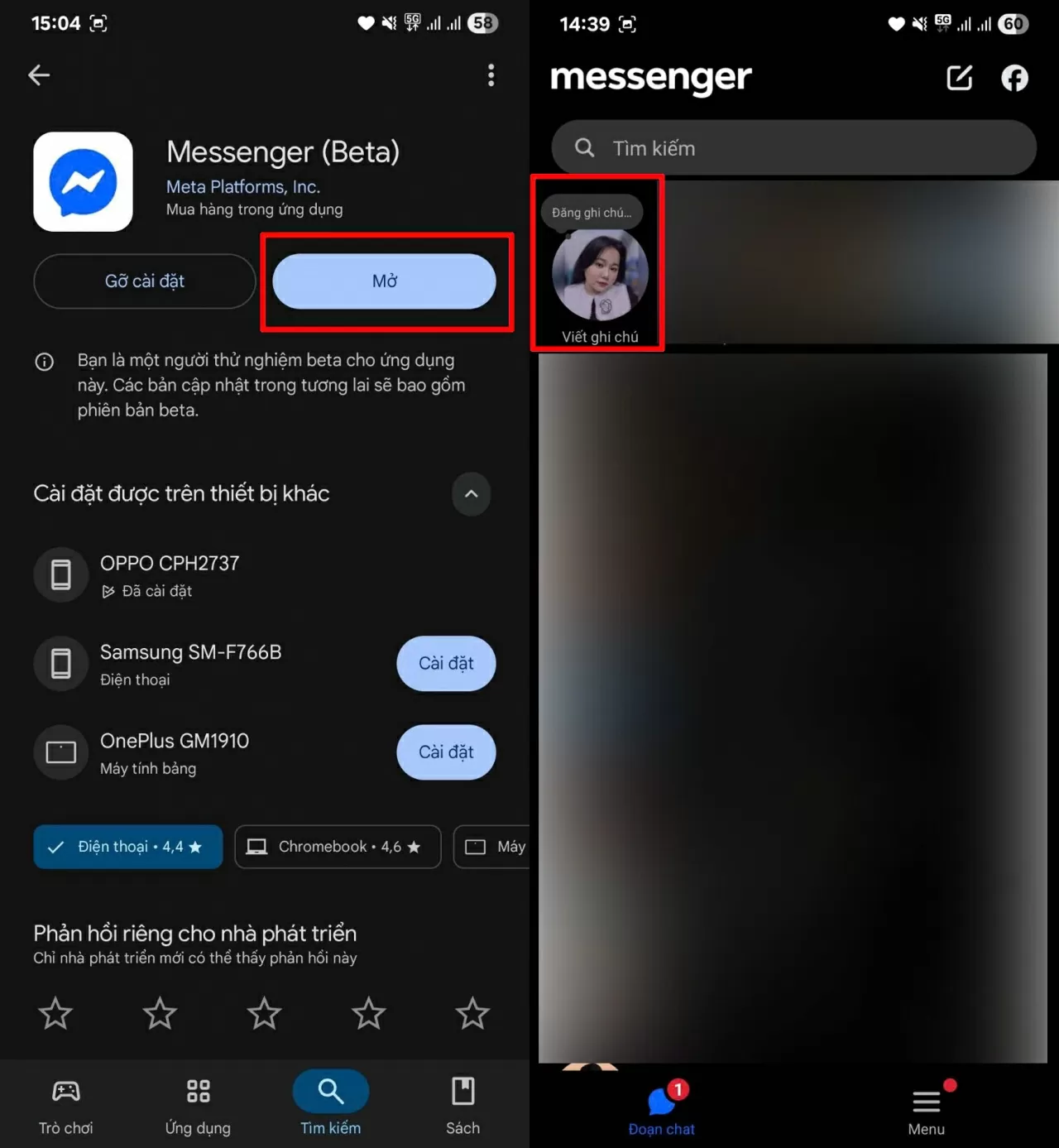 Mở ứng dụng Messenger trên điện thoại của bạn. Mở ứng dụng Messenger trên điện thoại của bạn.
