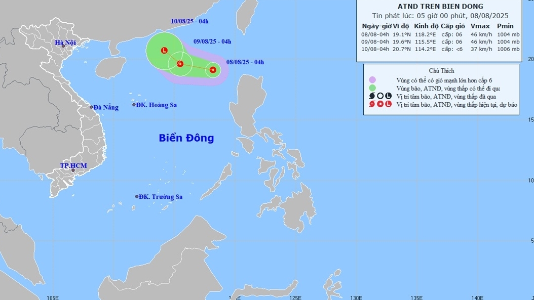 ap thap nhiet doi tren vung bien phia dong khu vuc bac bien dong mua giong manh song cao 2 3m