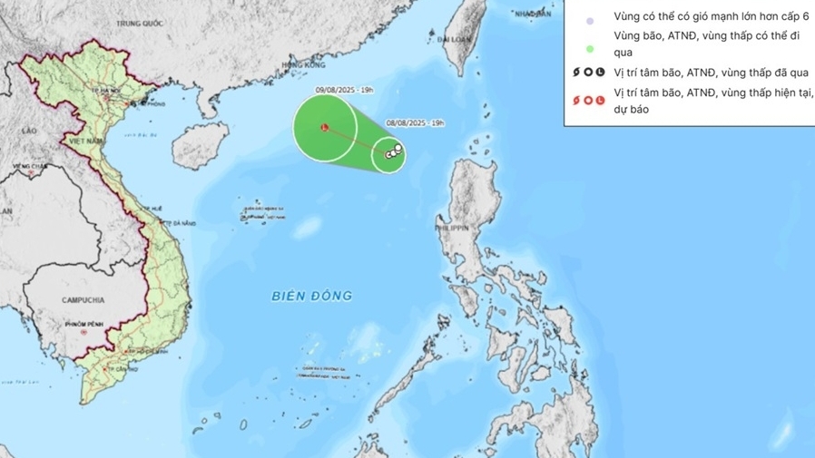 ap thap nhiet doi tren vung bien phia dong khu vuc bac bien dong di chuyen cham sap suy yeu thanh vung ap thap