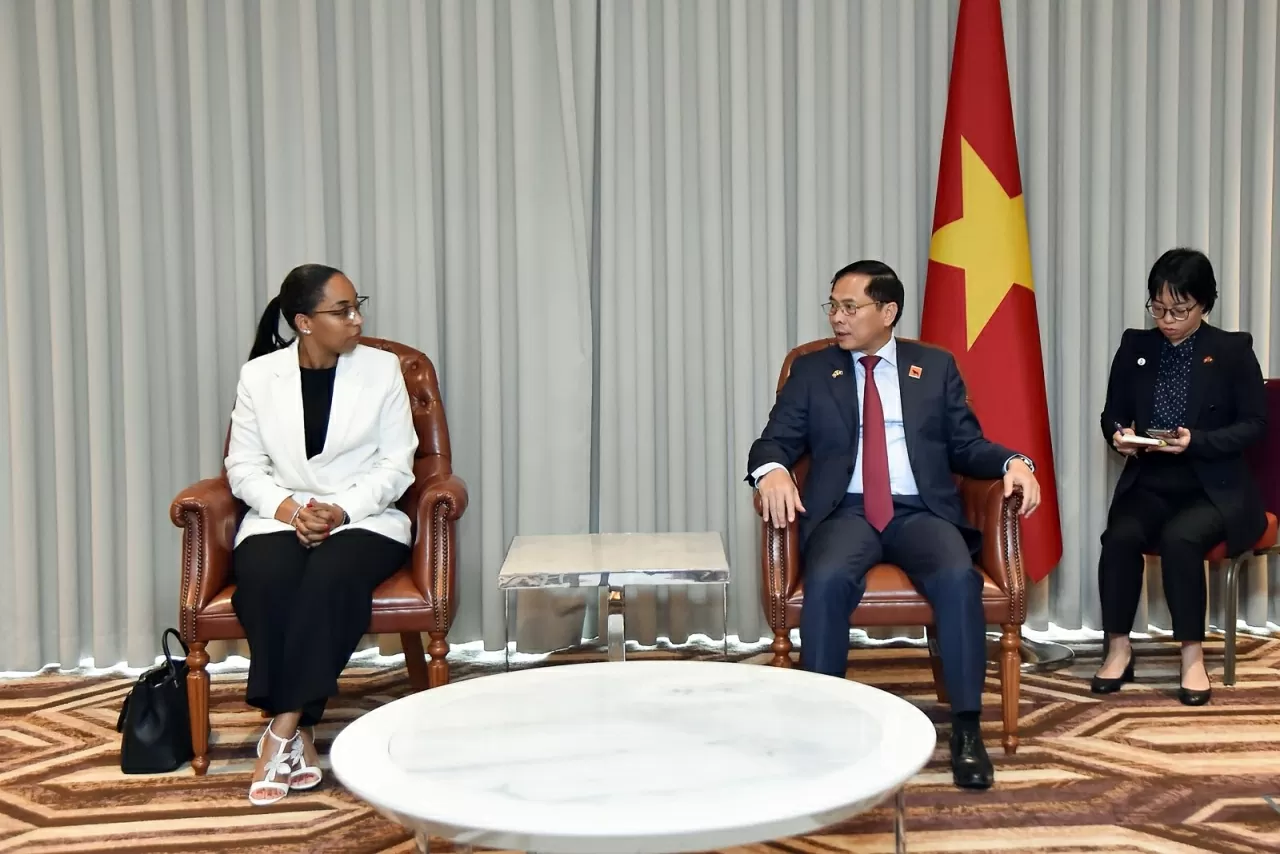 Phó Thủ tướng, Bộ trưởng Ngoại giao Bùi Thanh Sơn tiếp tập đoàn Sonagol. (Ảnh: Quang Hòa)