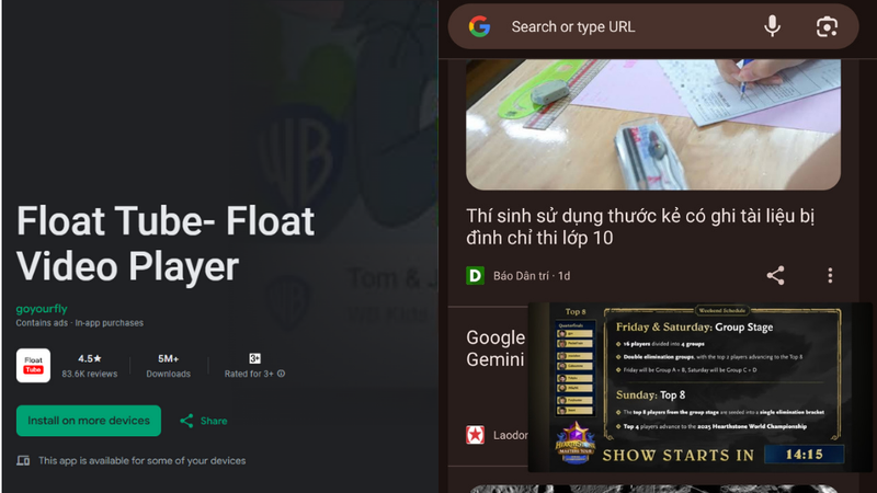 Dùng ứng dụng bên thứ ba để mở YouTube thu nhỏ Dùng ứng dụng bên thứ ba để mở YouTube thu nhỏ