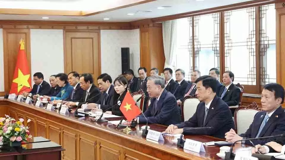 Tổng Bí thư Tô Lâm hội kiến Thủ tướng Hàn Quốc Kim Min Seok