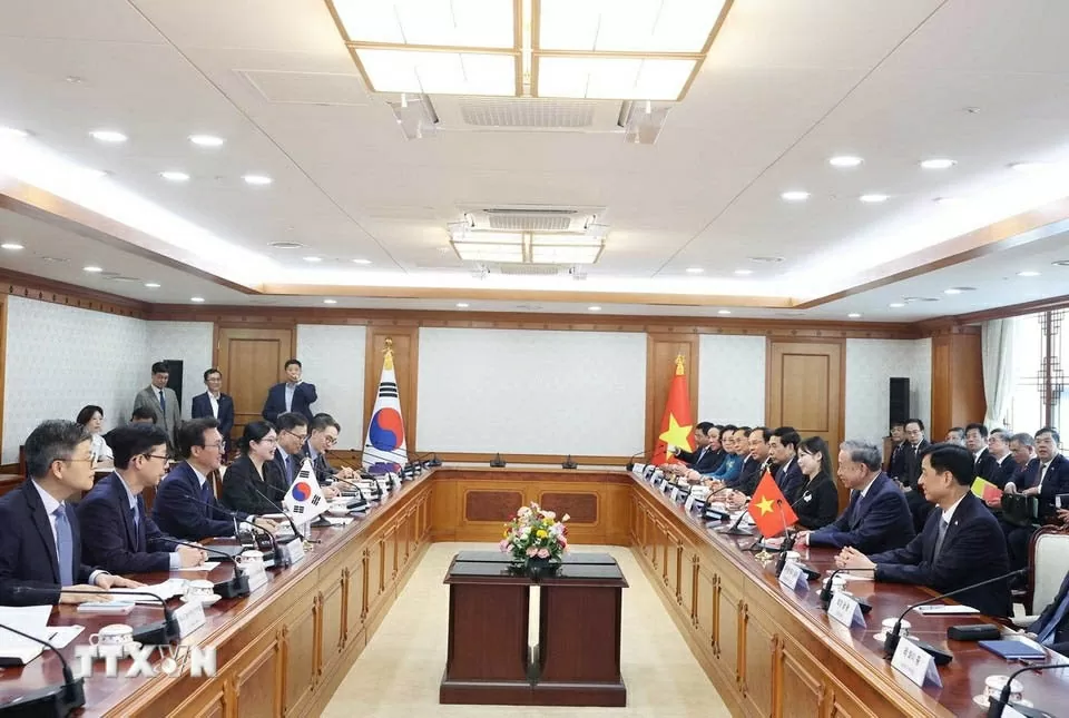 Tổng Bí thư Tô Lâm hội kiến Thủ tướng Hàn Quốc Kim Min Seok