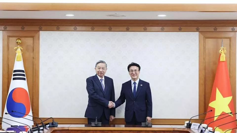 Tổng Bí thư Tô Lâm hội kiến Thủ tướng Hàn Quốc Kim Min Seok