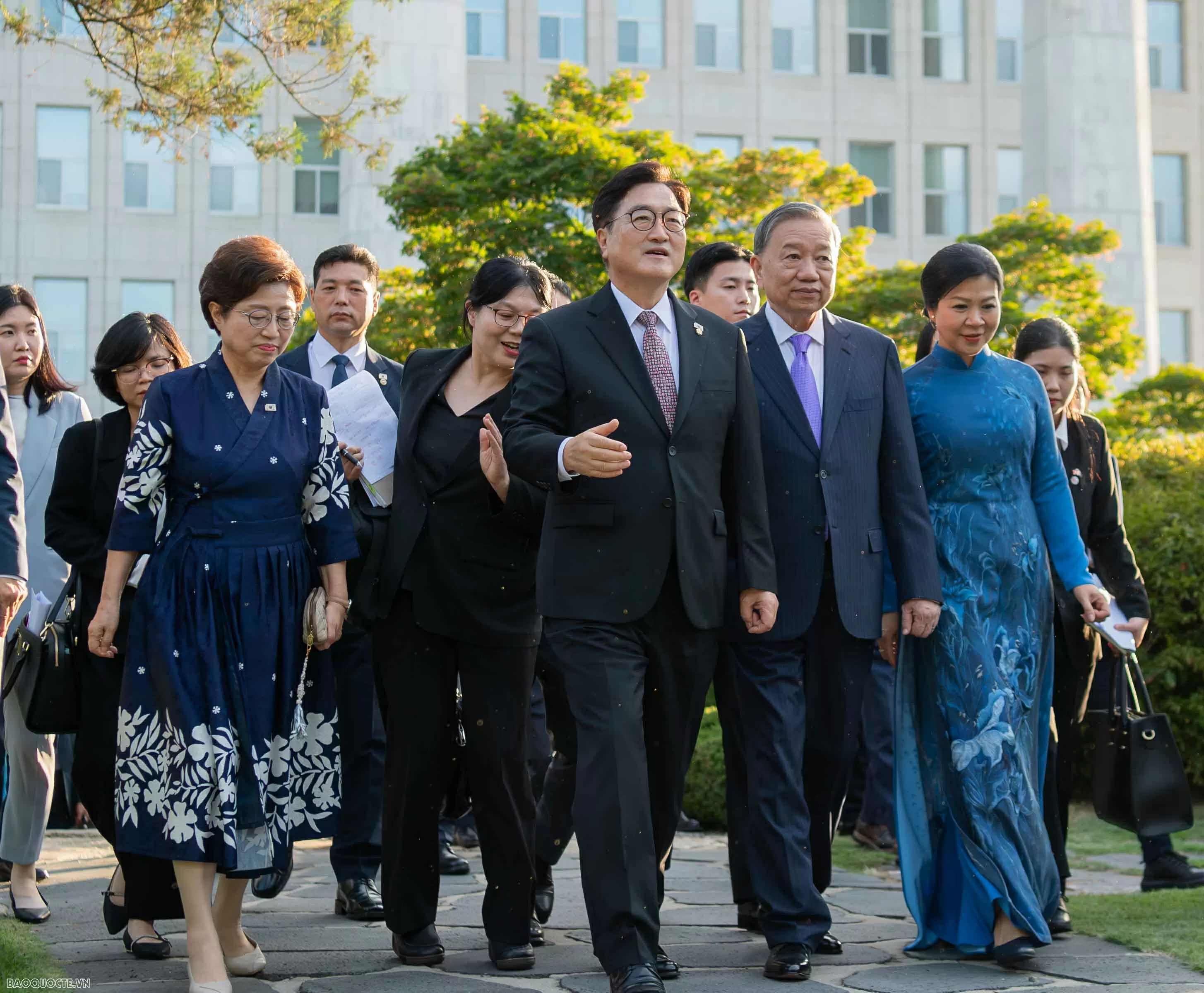 Tổng Bí thư Tô Lâm đã hội kiến Chủ tịch Quốc hội Hàn Quốc Woo Won-shik. (Ảnh: Nguyễn Hồng)