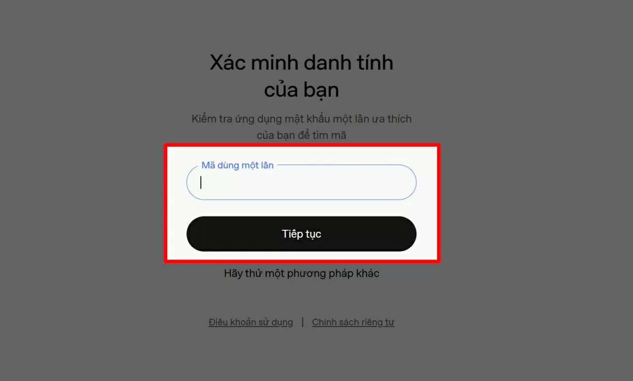 Thực hiện các bước xác minh tài khoản