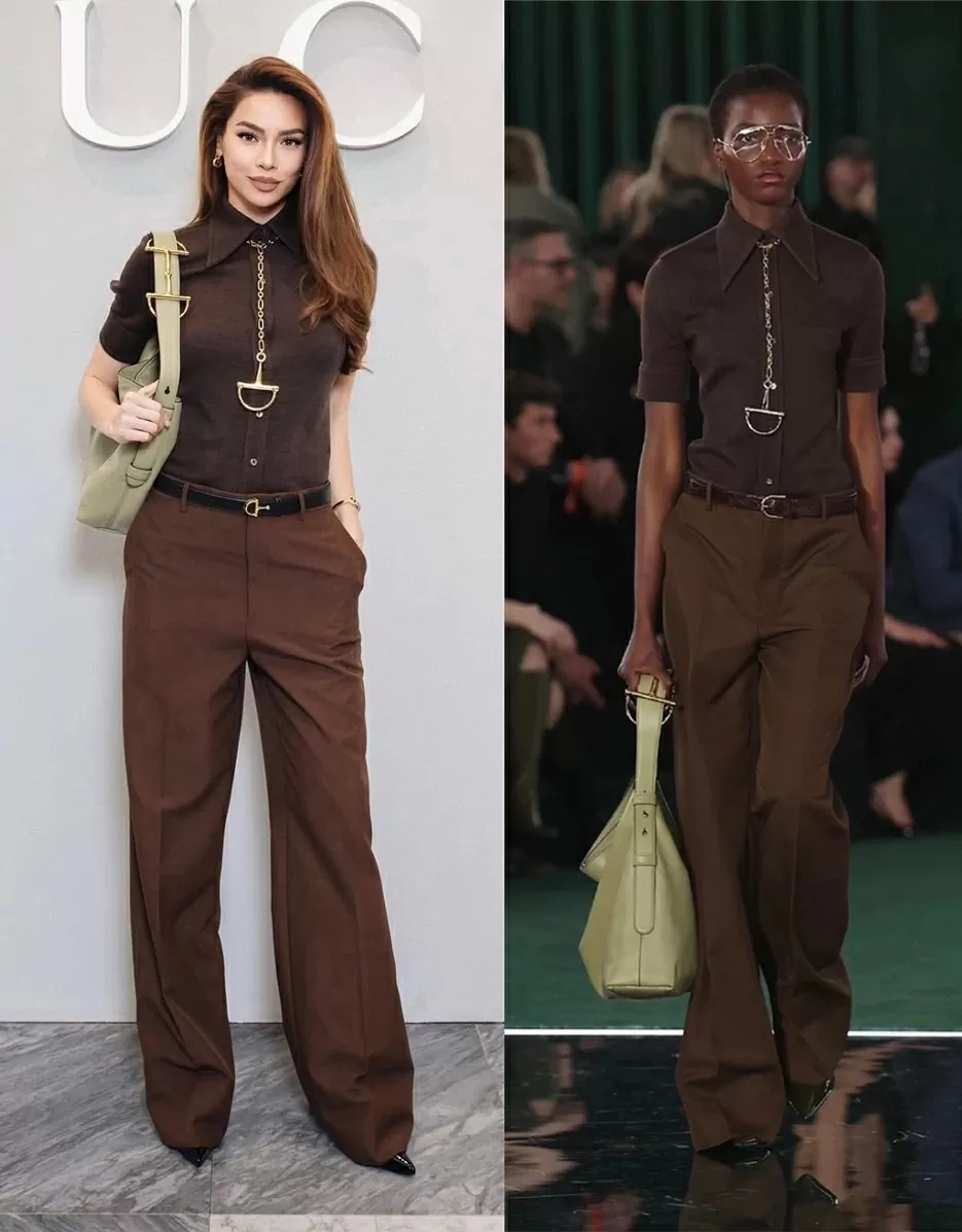 Ca sĩ Hồ Ngọc Hà diện thời trang Gucci đẹp không kém mẫu hãng trên sàn diễn