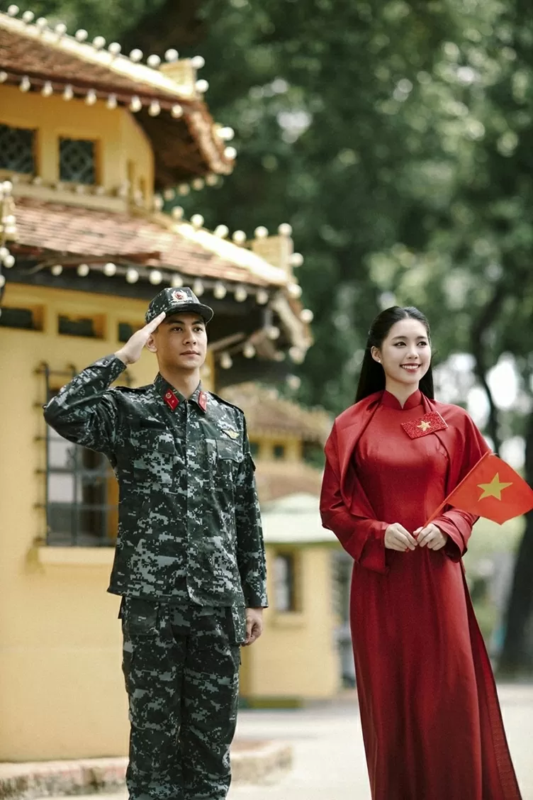 Top 3 Hoa hậu Việt Nam 2024 tham gia dự án áo dài, thể hiện tình cảm quân dân bền chặt
