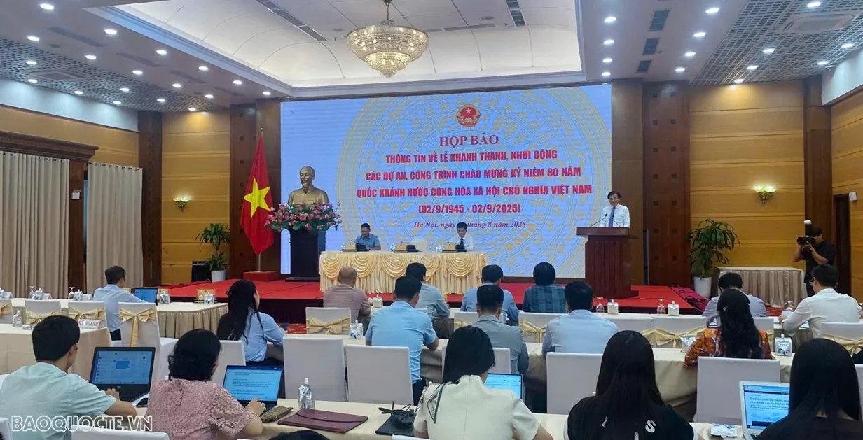 Họp báo thông tin về Lễ khởi công, khánh thành công trình kỷ niệm 80 năm Quốc khánh 2/9. (Ảnh: Gia Thành) Họp báo thông tin về Lễ khởi công, khánh thành công trình kỷ niệm 80 năm Quốc khánh 2/9. (Ảnh: Gia Thành)
