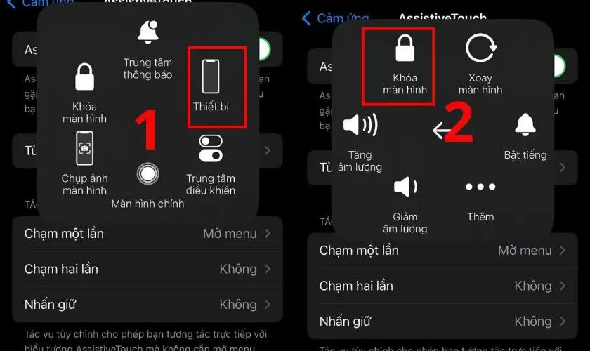Chọn Thiết bị, nhấn giữ biểu tượng Khóa màn hình vài giây. Chọn Thiết bị, nhấn giữ biểu tượng Khóa màn hình vài giây.