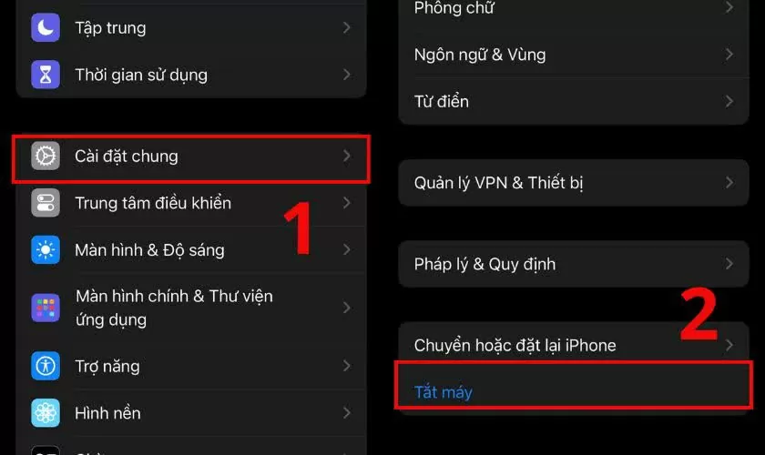 Mở ứng dụng Cài đặt