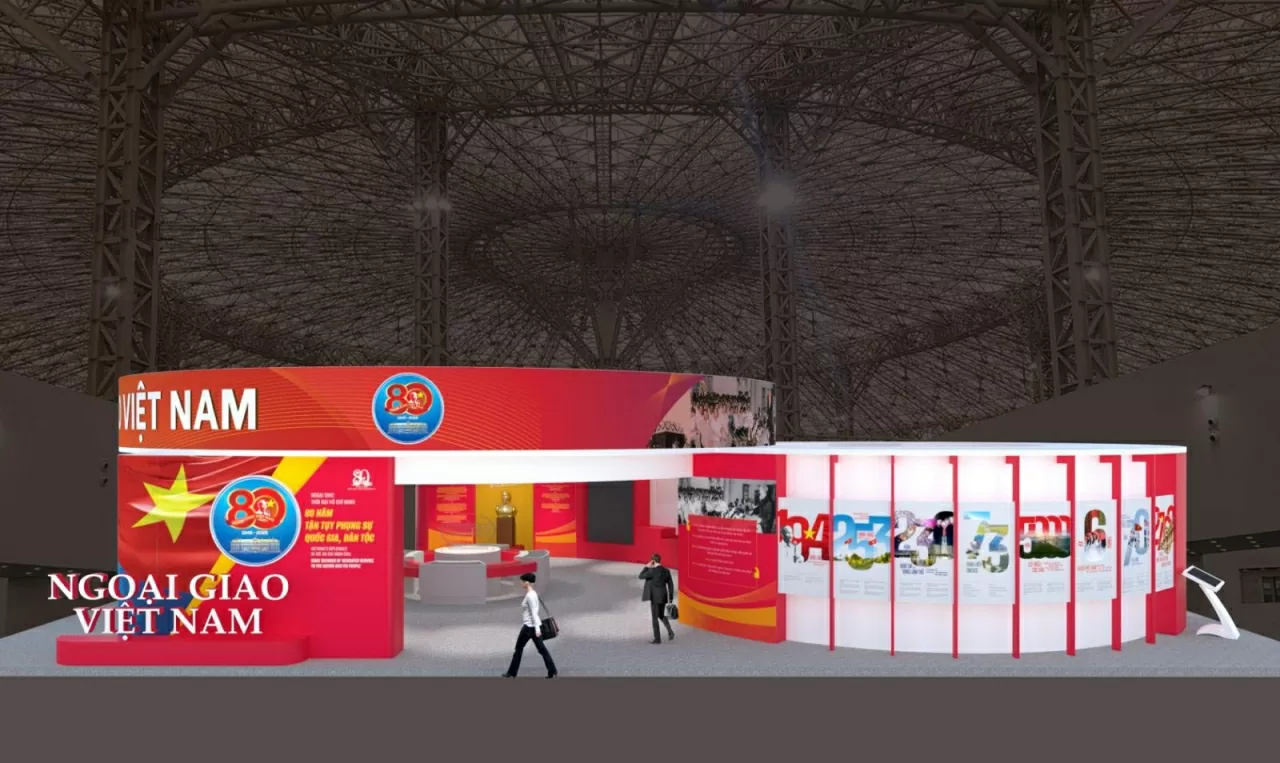 Bản mô phỏng 3D Không gian triển lãm Ngành Ngoại giao. (Ảnh: Thành Long)