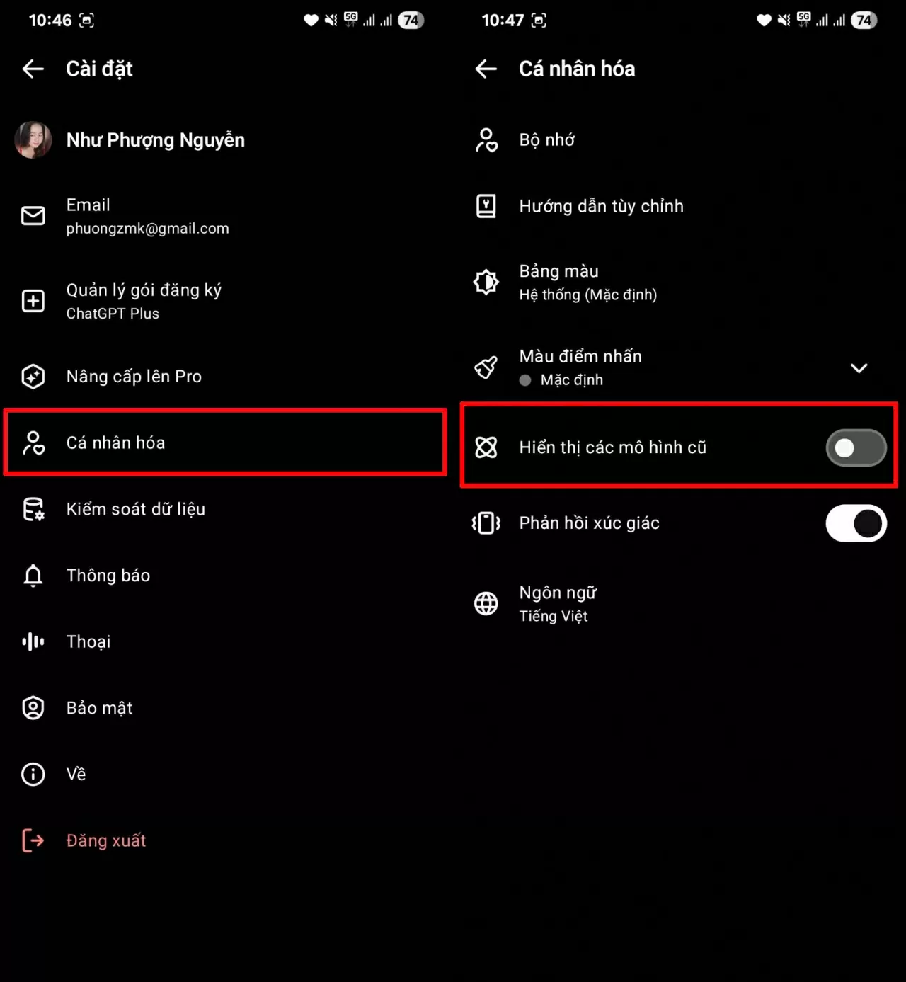 Trong menu cài đặt, chọn Cá nhân hóa 
