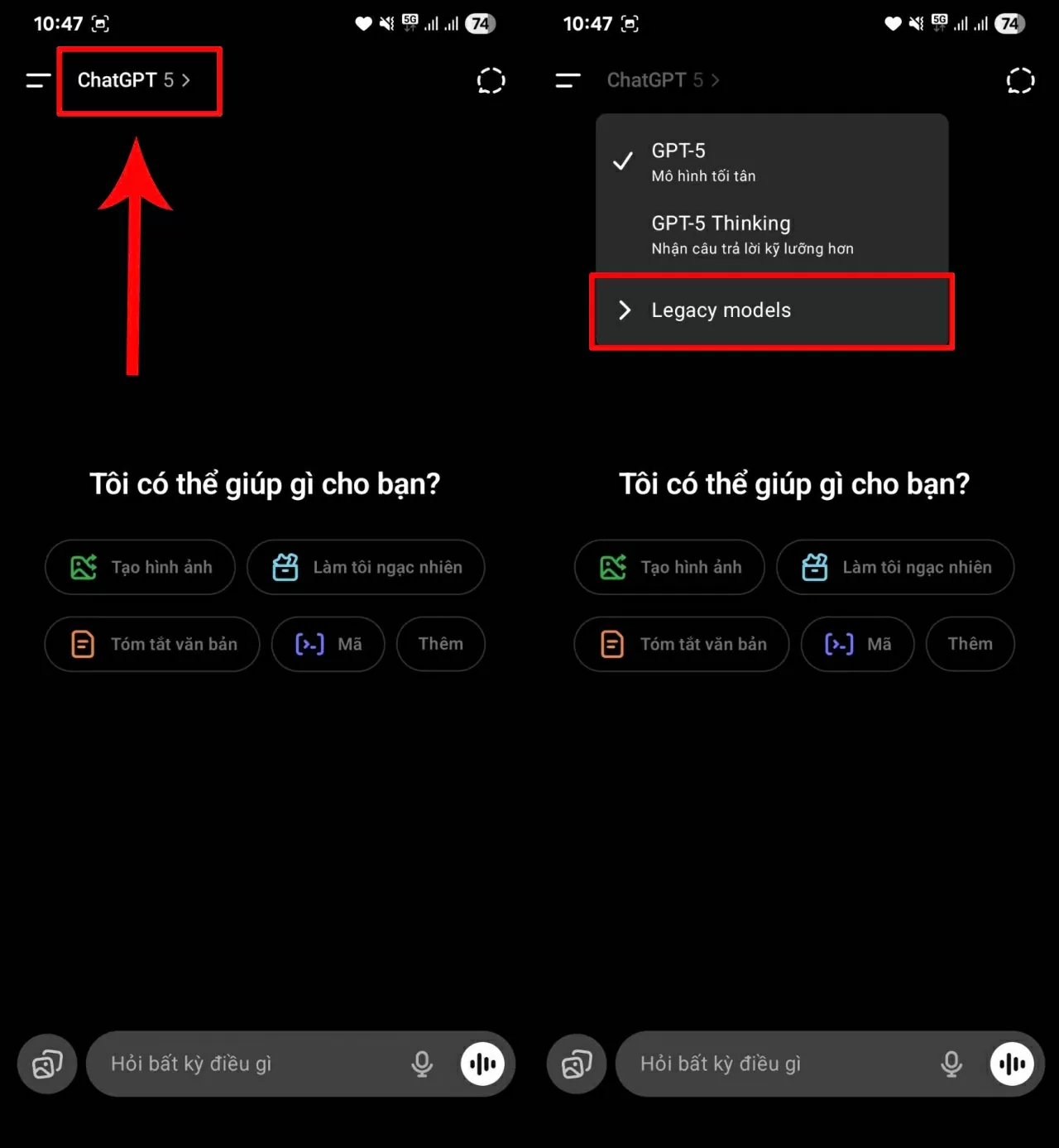 Quay lại màn hình chính của ứng dụng Quay lại màn hình chính của ứng dụng