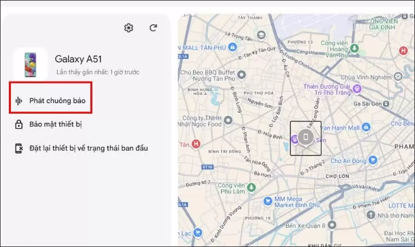 Phát âm thanh để tìm thiết bị Phát âm thanh để tìm thiết bị