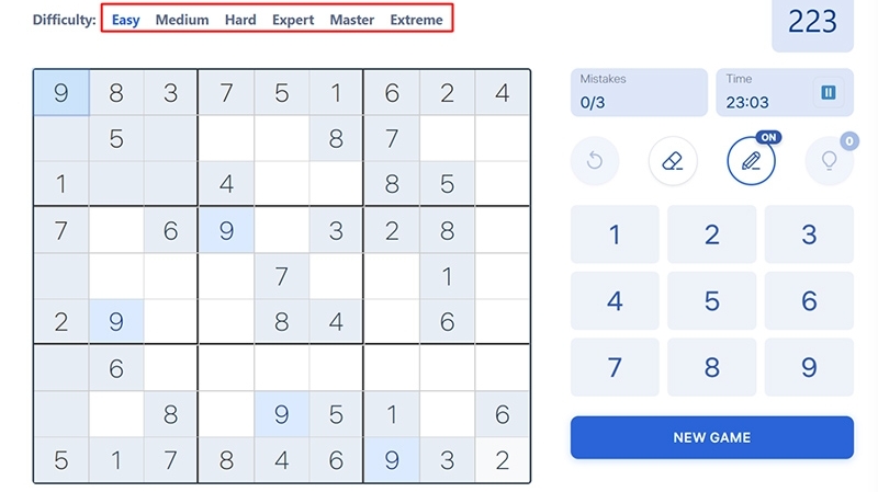 Chơi Game Sudoku Online miễn phí - Trò chơi trí tuệ hay nhất