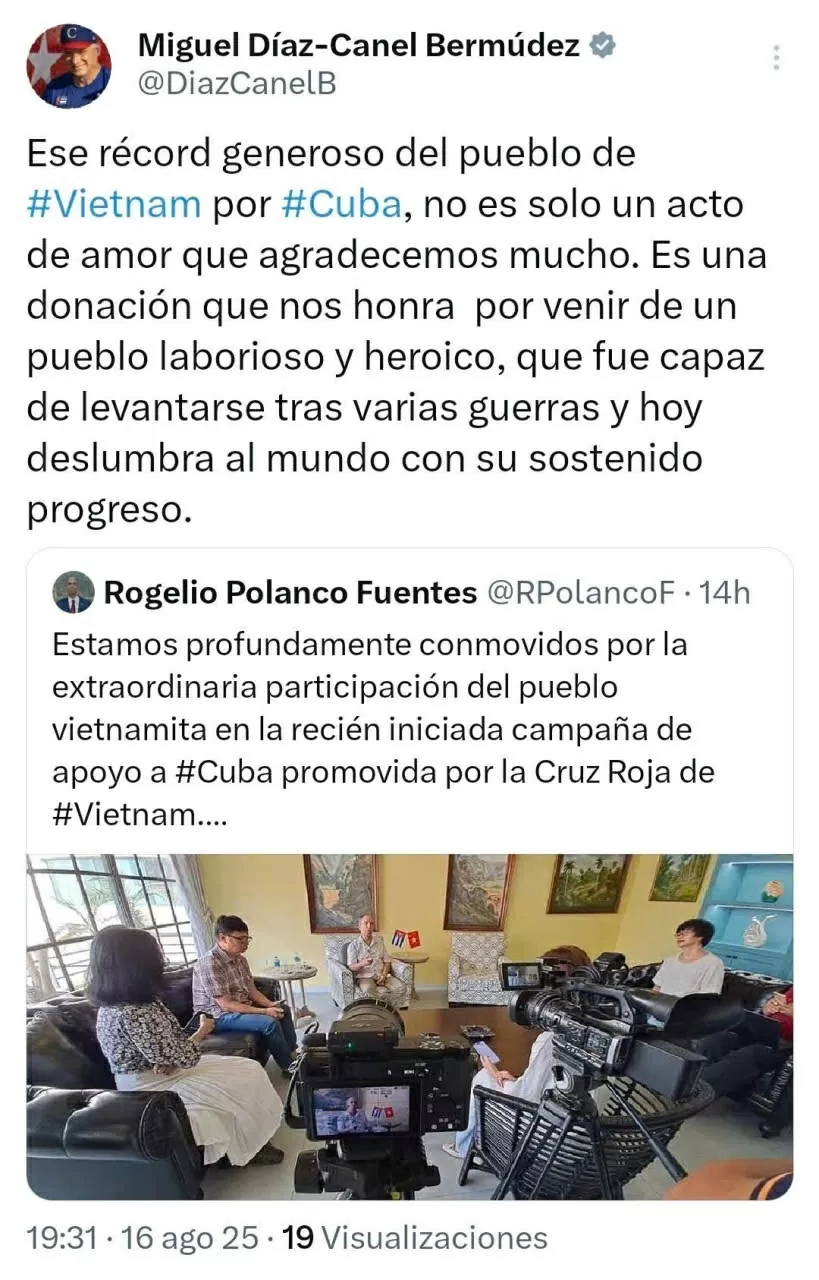 Chủ tịch Cuba cảm ơn sự ủng hộ nghĩa tình của Việt Nam Cuba cảm ơn sự ủng hộ nghĩa tình của Việt Nam