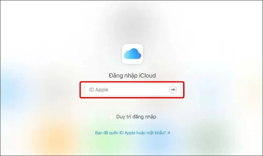 Truy cập vào iCloud.com trên máy tính hoặc thiết bị khác