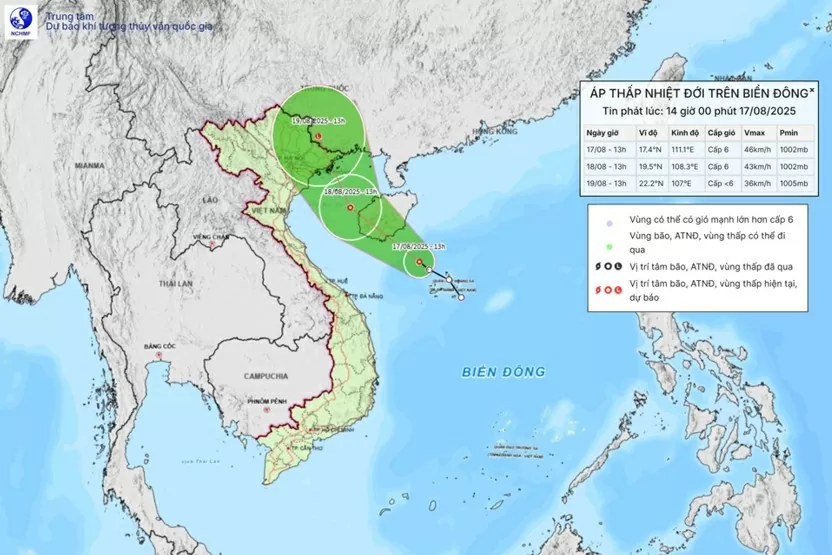 Dự báo thời tiết 10 ngày tới (17-27/8): Các khu vực phổ biến có mưa, cục bộ mưa to đến rất to; áp thấp nhiệt đới sẽ trên Bắc vịnh Bắc Bộ