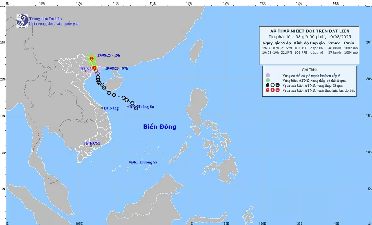 Áp thấp nhiệt đới đi vào đất liền Quảng Ninh - Hải Phòng, gió mạnh cấp 6, giật cấp 8 Áp thấp nhiệt đới đi vào đất liền Quảng Ninh - Hải Phòng, gió mạnh cấp 6, giật cấp 8