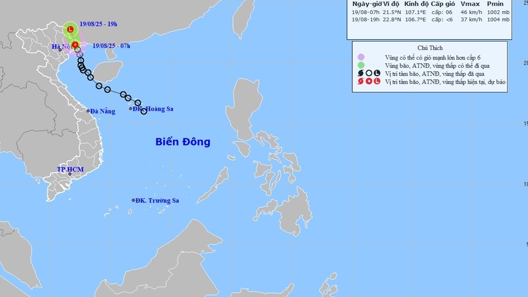 ap thap nhiet doi di vao dat lien quang ninh hai phong gio manh cap 6 giat cap 8
