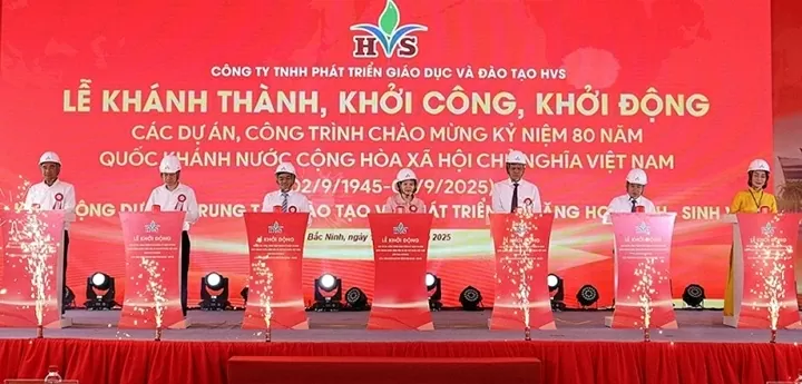 Lãnh đạo tỉnh Bắc Ninh dự lễ khởi công, khởi động Dự án Trung tâm Đào tạo và Phát triển kỹ năng học sinh - sinh viên tại phường Võ Cường. (Nguồn: bacninhtv)