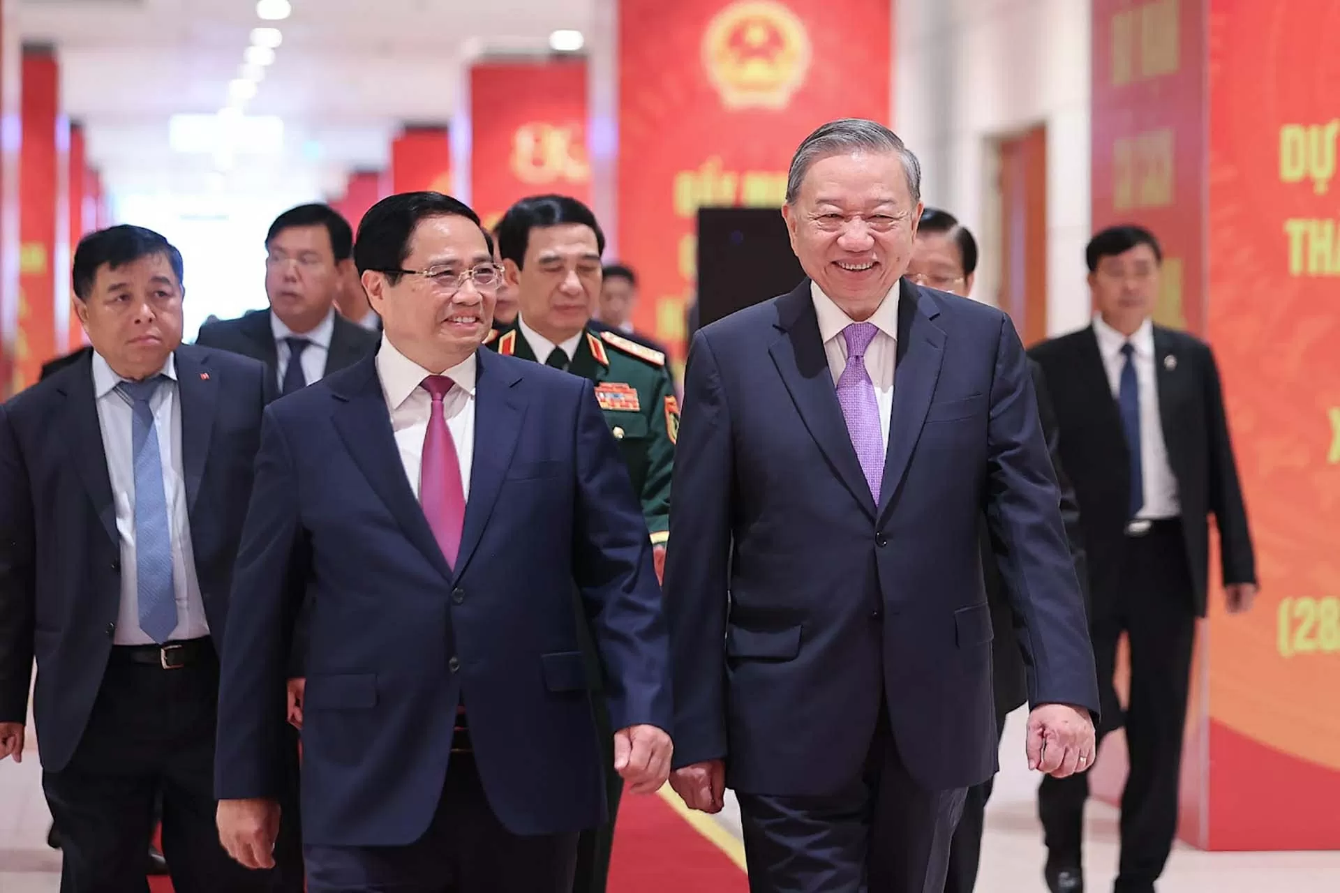 Tổng Bí thư Tô Lâm, Thủ tướng Phạm Minh Chính và các đại biểu dự Lễ kỷ niệm 80 năm thành lập Chính phủ nước Cộng hòa xã hội chủ nghĩa Việt Nam. (Nguồn: VGP)