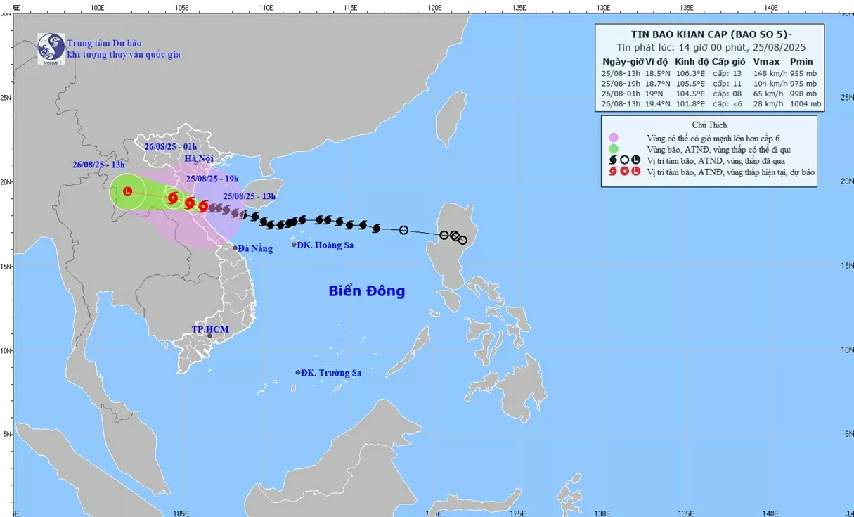 Cấm tất cả phương tiện giao thông đường bộ đi vào vùng tâm bão số 5