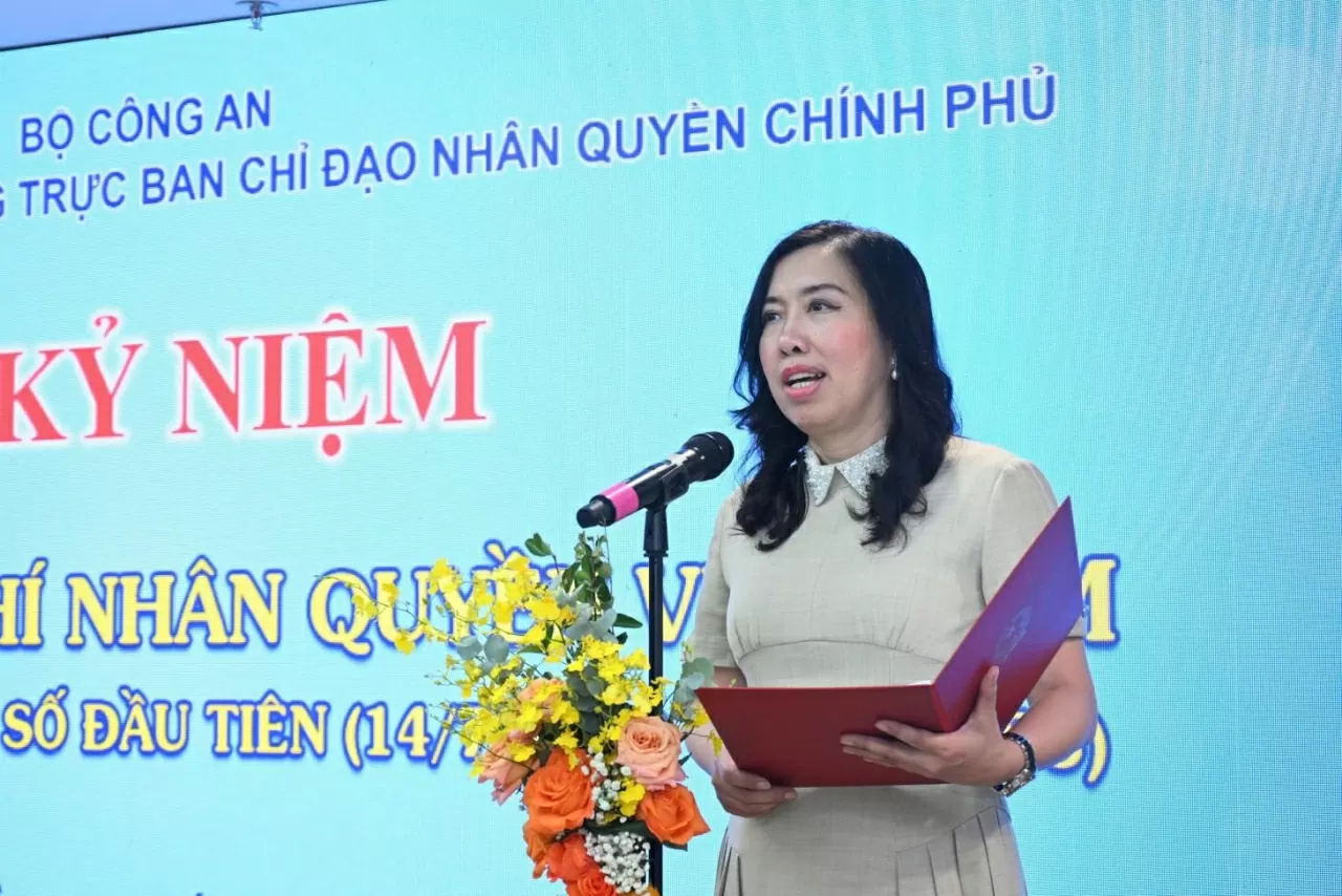 Thứ trưởng Bộ Ngoại giao Lê Thị Thu Hằng phát biểu tại Lễ kỷ niệm. Thứ trưởng Bộ Ngoại giao Lê Thị Thu Hằng phát biểu tại Lễ kỷ niệm.