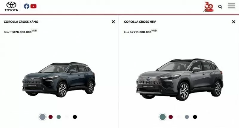 Toyota Corolla Cross cũng được điều chỉnh giá.